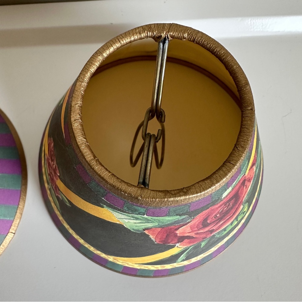 Vintage MacKenzie-Childs Paper Lampshades Floral Clip On - Picture 8 of 14